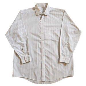 Enro White With Blue & Brown Stripes Button-Up Dress Shirt